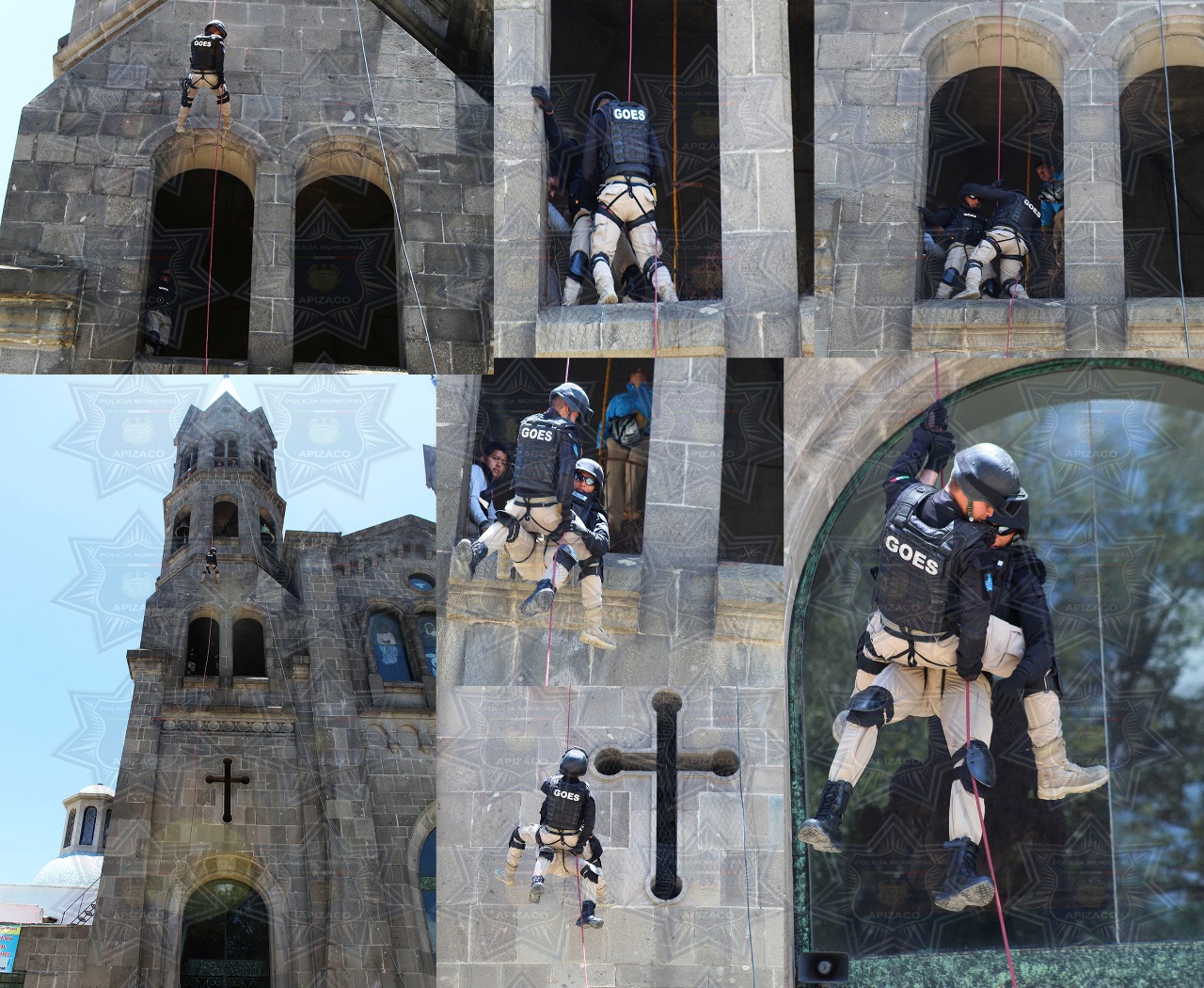 Realiza grupo especial de operaciones exhibición en catedral de Apizaco